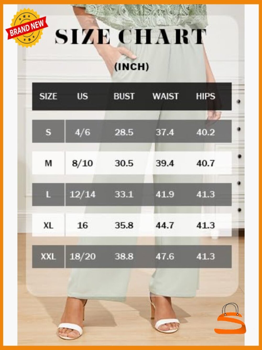 Wide Leg Palazzo Pants Elastic Waist Dressy Casual Work Slacks with Pockets - Picture 4 of 7